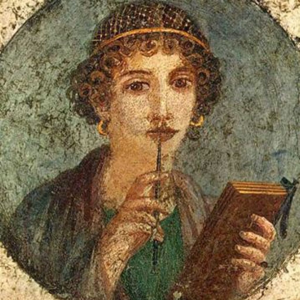 Joven con stilus y tablilla de cera. Pompeya