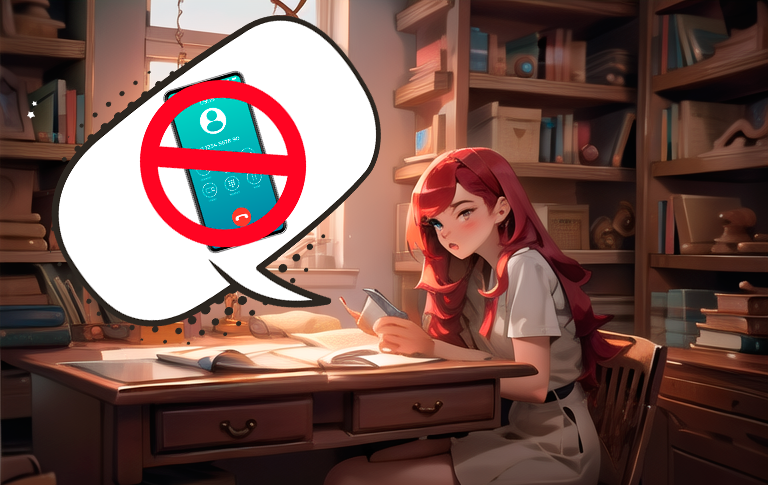 No uses el móvil mientras estudias.