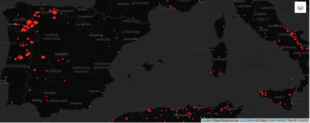 Mapa de incendios España 18_08_2025